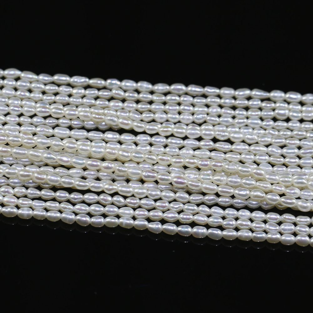 Natural pearl strand 2-3mm Tiny Small Size Rice Seed Shape pearl strand1